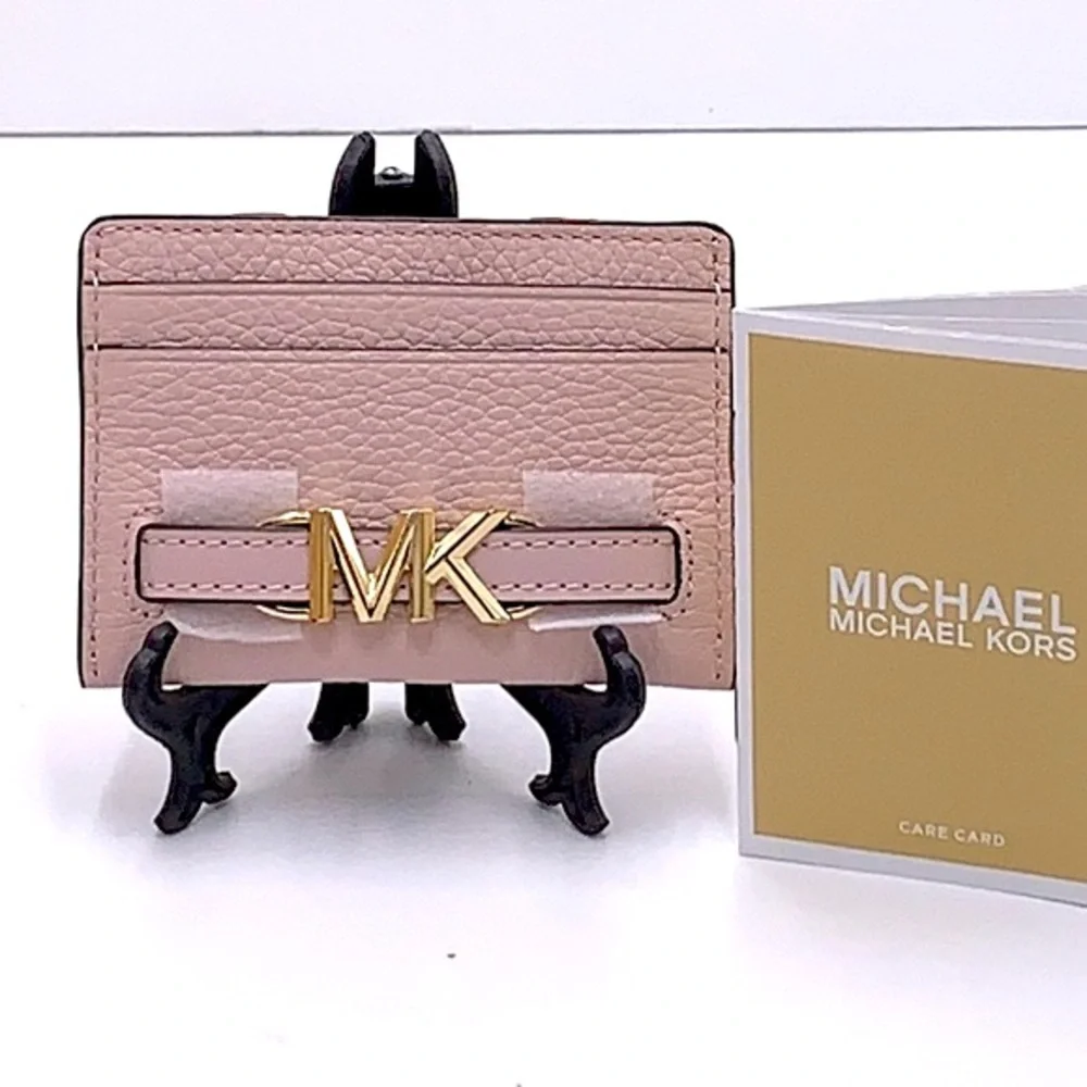 MICHAEL KORS Reed Large Pebbled Leather Card Holder Case Wallet POWDER BLUSH